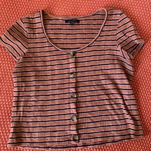 American Eagle | striped crop T shirt | large fit | 97% cotton